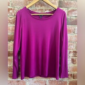 Eileen Fisher Womens Purple Fushcia Viscose Spandex Long Sleeve Blouse Medium